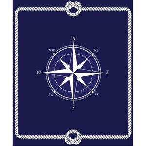 New Nautical Compass Knots Rope Plush Throw Blanket Gift SOFT Blue Ocean Ship